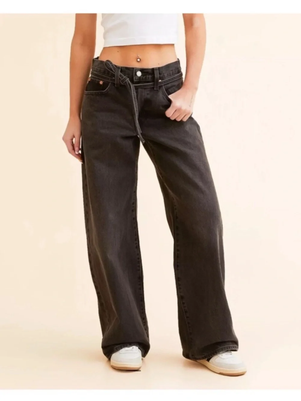 Levi’s Premium Denim XL Straight Jeans Baggy Wide Leg Black Influential Lady 27